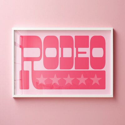 Rodeo Typography Poster Gift for Cowgirl Pink Western Wall Art Farmhouse Decor Southwestern Pink Rodeo Poster with Stars - image2